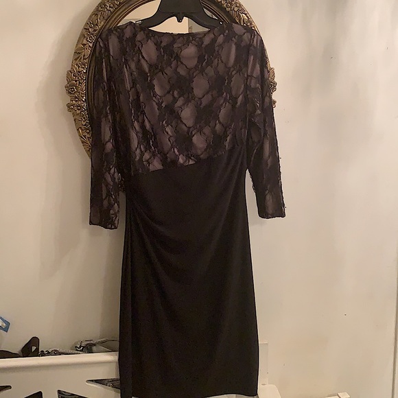 AMERICAN LIVING LACED BLACK DRESS LONG SLEEVES - Picture 2 of 4